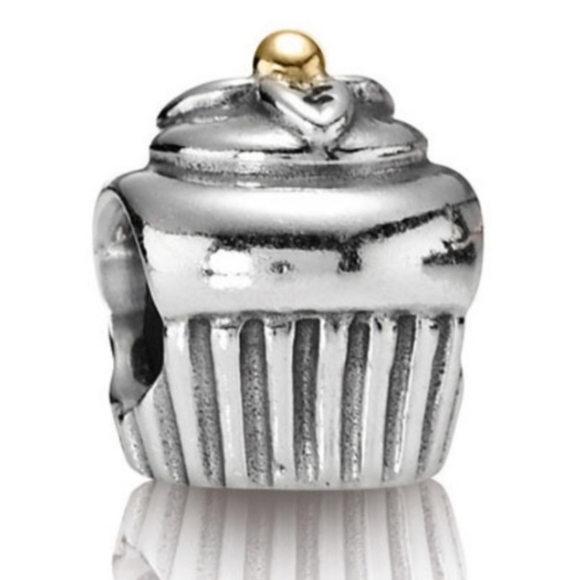 PANDORA Sterling Silver w/14K Gold "Cupcake" Charm - RETIRED - Picture 1 of 7